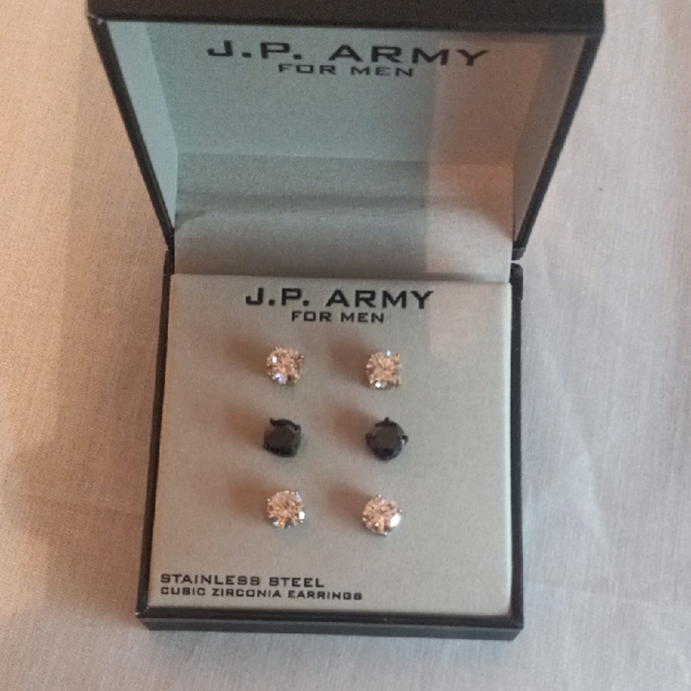 Stainless Steel Cubic Zirconia Earrings Set